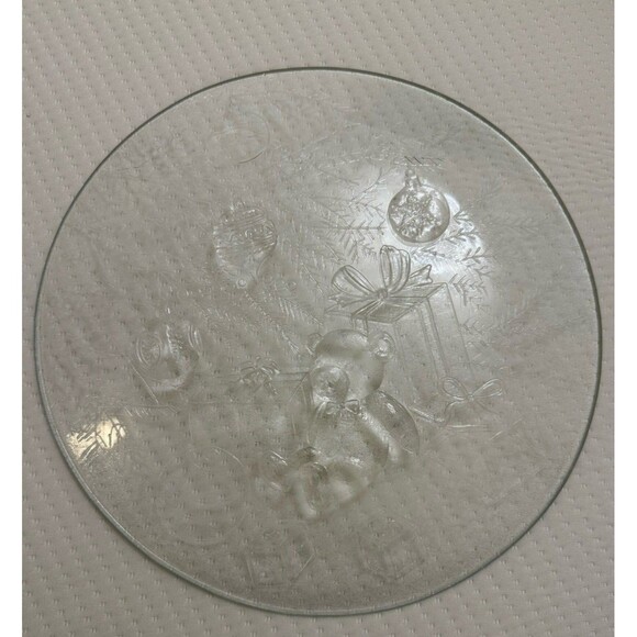 Libbey Holiday Serving Platter 13 Inch Glass Christmas Tree Teddy Bear Presents - Picture 6 of 6